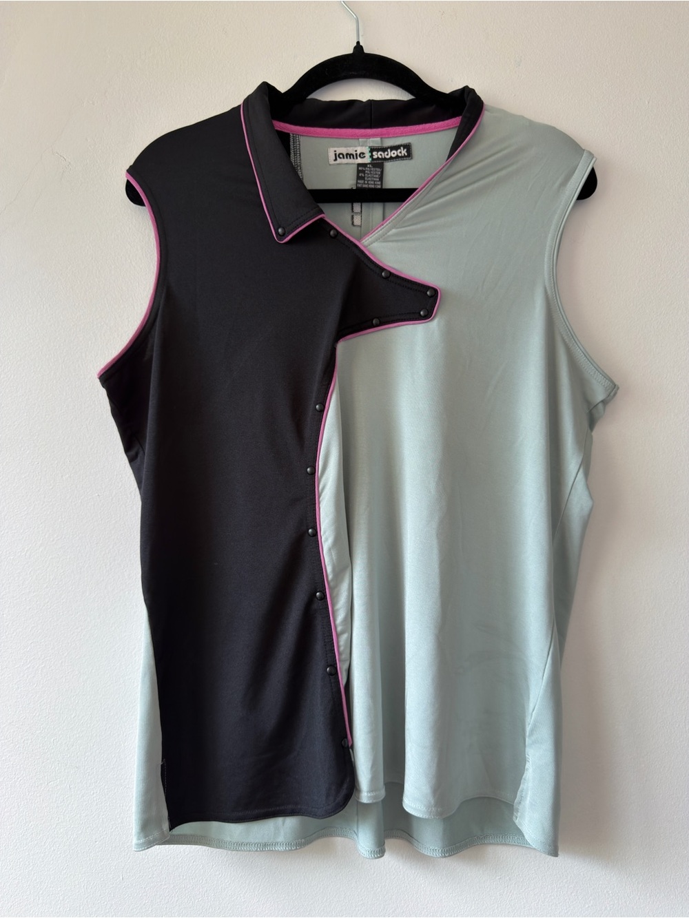jamie sadock Black, Light Gray & Pink Trim‎ Sleeveless Golf Top